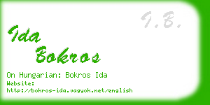 ida bokros business card